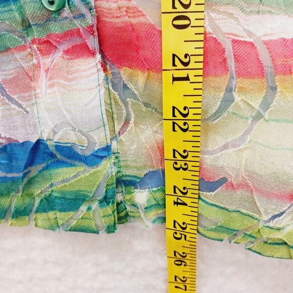 Blouse Size 8P Rainbow Stripe Abstract Sheer Textured Whimsycore Artsy Bold Y2K - Picture 5 of 13